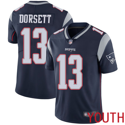 New England Patriots Football #13 Vapor Limited Navy Blue Youth Phillip Dorsett Home NFL Jersey->youth nfl jersey->Youth Jersey